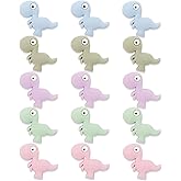 15PCS Dinosaur Silicone Beads, Silicone Focal Beads, Colorful Spacer Silicone Beads for Keychain Making, Loose Beads Bulk for Pens DIY Handicrafts Necklace Bracelet Pendants Accessories