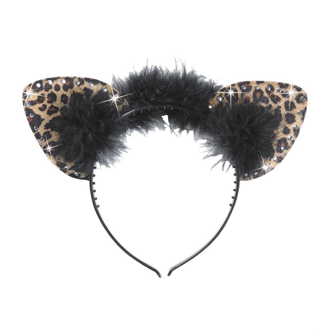 Black-Brown leopar headband spark feather