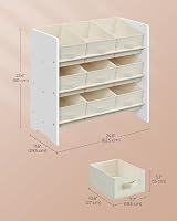 SONGMICS Toy Organiser 9-Box Shelf Cloud White GKR033W10 3-Tier view 2