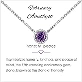 Presentski Birthstone Necklace for Women Sterling Silver 925 Solitaire Pendant Dainty Necklace Birthday Gifts for Women Birthstone Necklaces for Mom