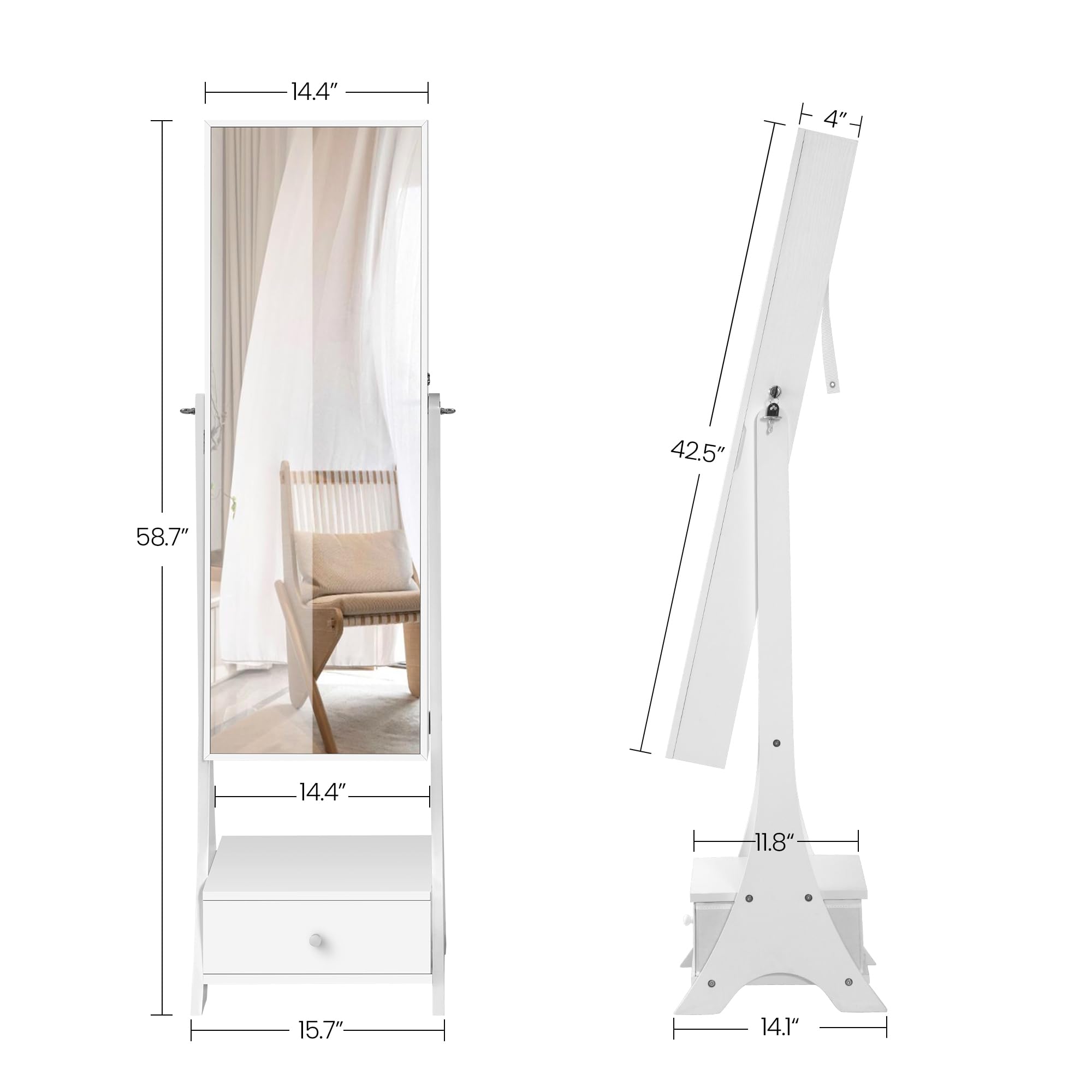 Hzuaneri 8 LEDs Jewelry Cabinet, 42.5