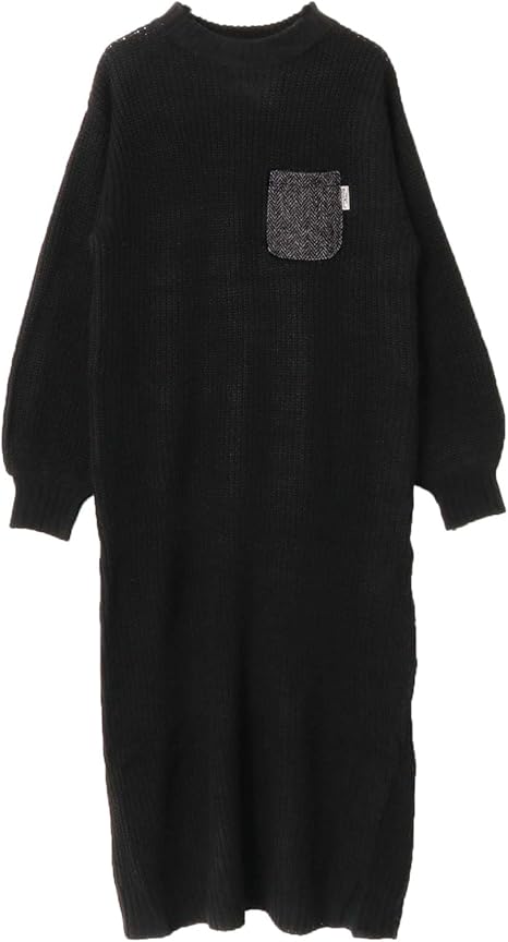 Amazon Co Jp サニーレーベル ワンピース ドレス ハリスツイードポケットニットワンピース レディース La07 26r902 ブラック Free 服 ファッション小物