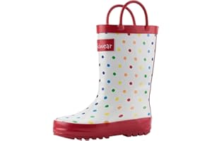 OAKI Toddler Rain Boots – Lightweight Waterproof Rubber Boots for Kids with Easy-On Handles – Durable Kids Outdoor Footwear