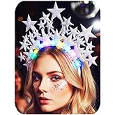 CAKURE Light Up Star Headband Christmas Star Headbands Holiday Star Hair Accessories for Women and Girls