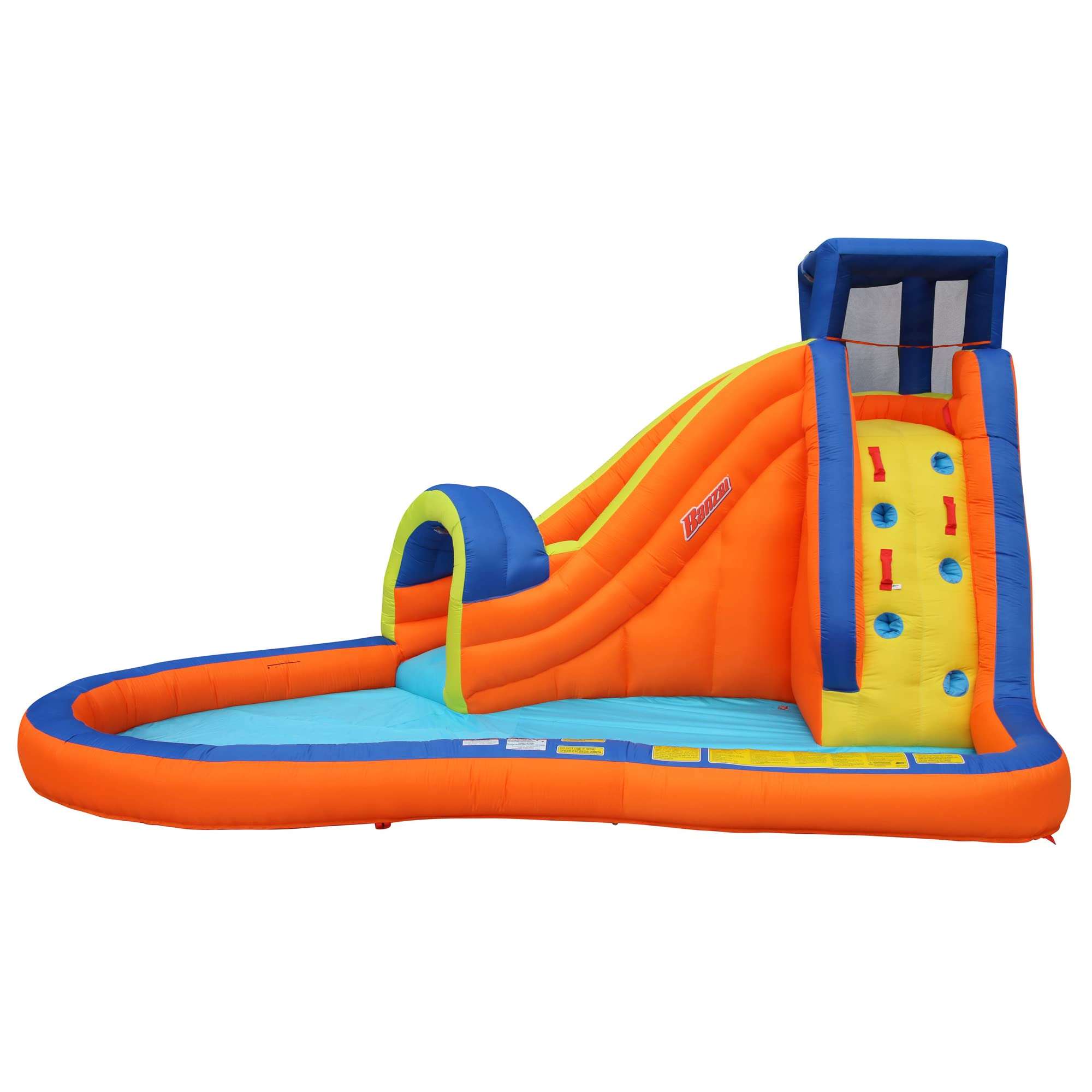 BANZAI Pipeline Water Park Toy, Length: 14 ft 7 in, Width: 9 ft 6 in, Height: 7 ft 11 in, Inflatable Outdoor Backyard Water Slide Splash Bounce Climbing Toy
