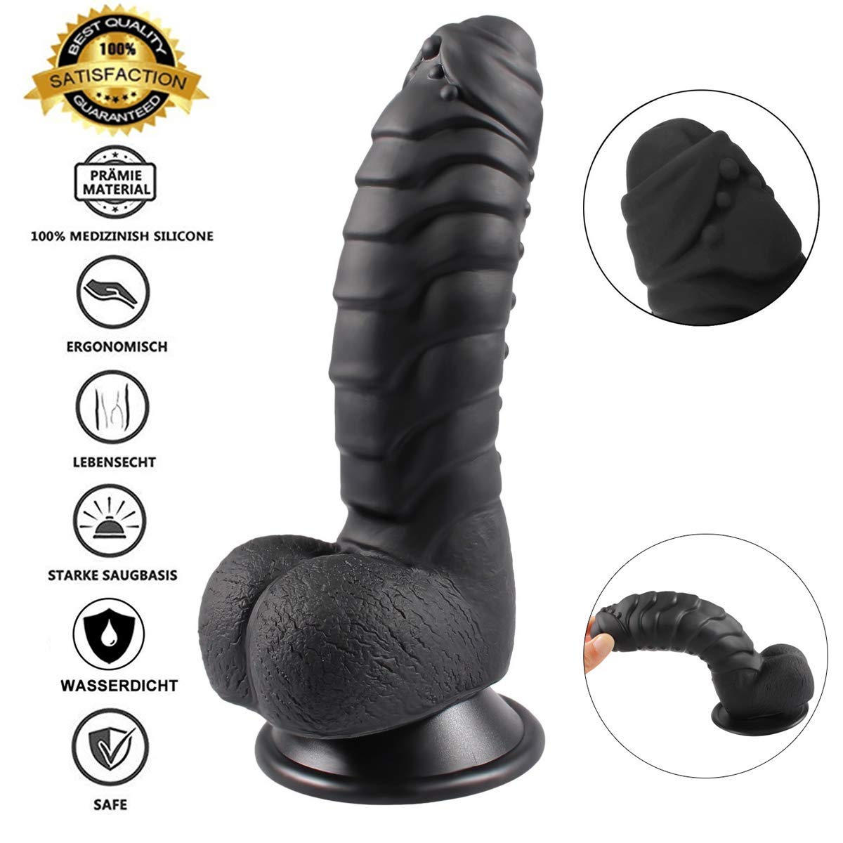 Real Dong Penis,James Love Silikon Realistic Dildo mit Saugnapf, Sexspielzeug für Frauen (Schwarz)