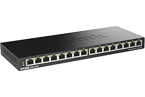 D-Link 16-Port Gigabit Ethernet Unmanaged Desktop Switch, SOHO, Fanless, Metal, Energy-Efficient Ethernet, QoS, Quiet Operati