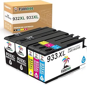 Palmtree Compatible Ink Cartridge Replacement for HP 932 933 932XL 933XL for HP Officejet 7110 6600 6100 6700 Printers (2 Black, 1 Cyan, 1 Yellow, 1 Magenta) 5 Packs