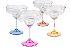 Lily's Home Unbreakable Margarita Glasses with Stems, Colored Set, BPA-Free Reusable Drinkware for Indoor & Outdoor Use – Ide