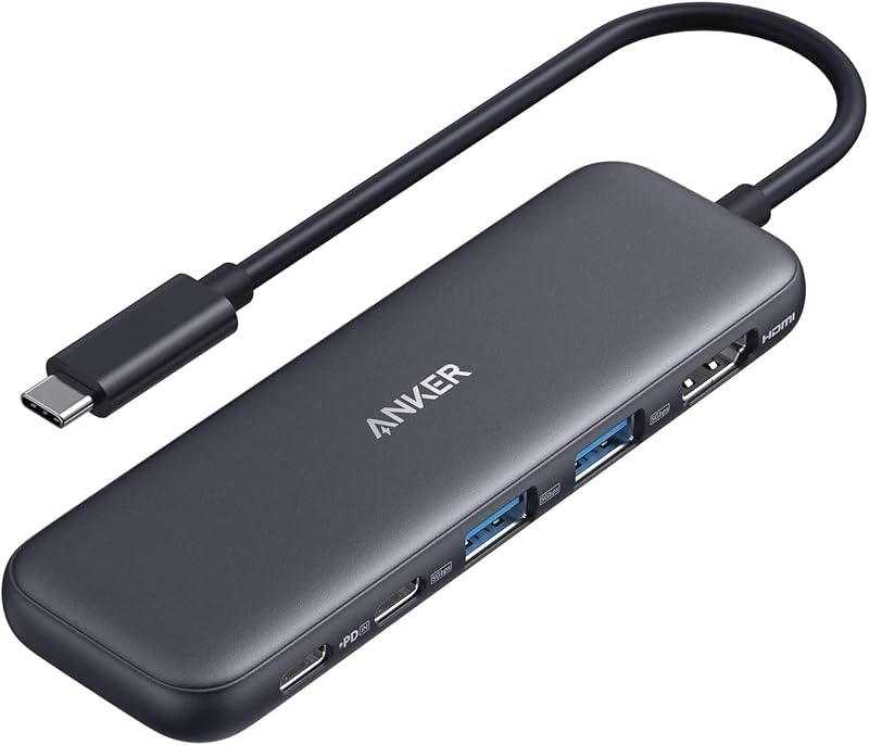 Anker USB C Hub 5-in-1 HDMI 4K USB C PD 85W, 2x USB A 3.0 5Gbps Data