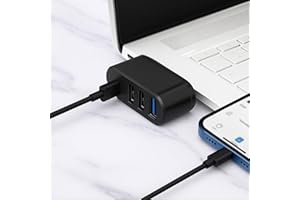 Mini 180° Rotating USB Hub - USB Splitter with PD-in 5W USB C Port, a USB 3.0 Port and Two USB 2.0 Ports, for Laptops, Deskto