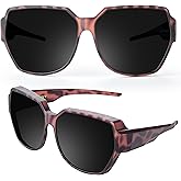 Polarized Fit Over Sunglasses for Men Women, Lightweight Wrap Around Over Glasses Sunglasses for Travel Driving Fishing Cycling Running,Tortoise shell Frame with UV400 Protection Lenses
