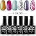 Perfect Summer Pro Soak Of UV/LED Gel Nail Polish,French Manicure Pedicure Gift Kit - 10ml Each, 6 Bottles ( Set #17)