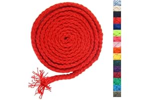 ALICE CATHERINE 5mm * 295ft Macrame Cord Natural Cotton Rope 8 Strand Braided Cotton String for Craft Knitting Thread for Wall Hanging and DIY Crafts(RD)