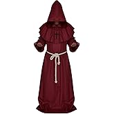 Friar Medieval Hooded Monk Renaissance Priest Robe Costume Cosplay