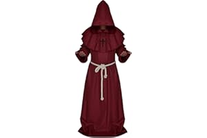 DREAMTURE Friar Medieval Hooded Monk Renaissance Priest Robe Costume Cosplay