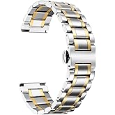BINLUN Stainless Steel Watch Bands Quick Release 12mm-24mm Universal Metal Replacement Watch Straps SmartWatch Bracelets Links Straight & Curved Ends Men Women 6 Colors(Silver-Gold,22mm)