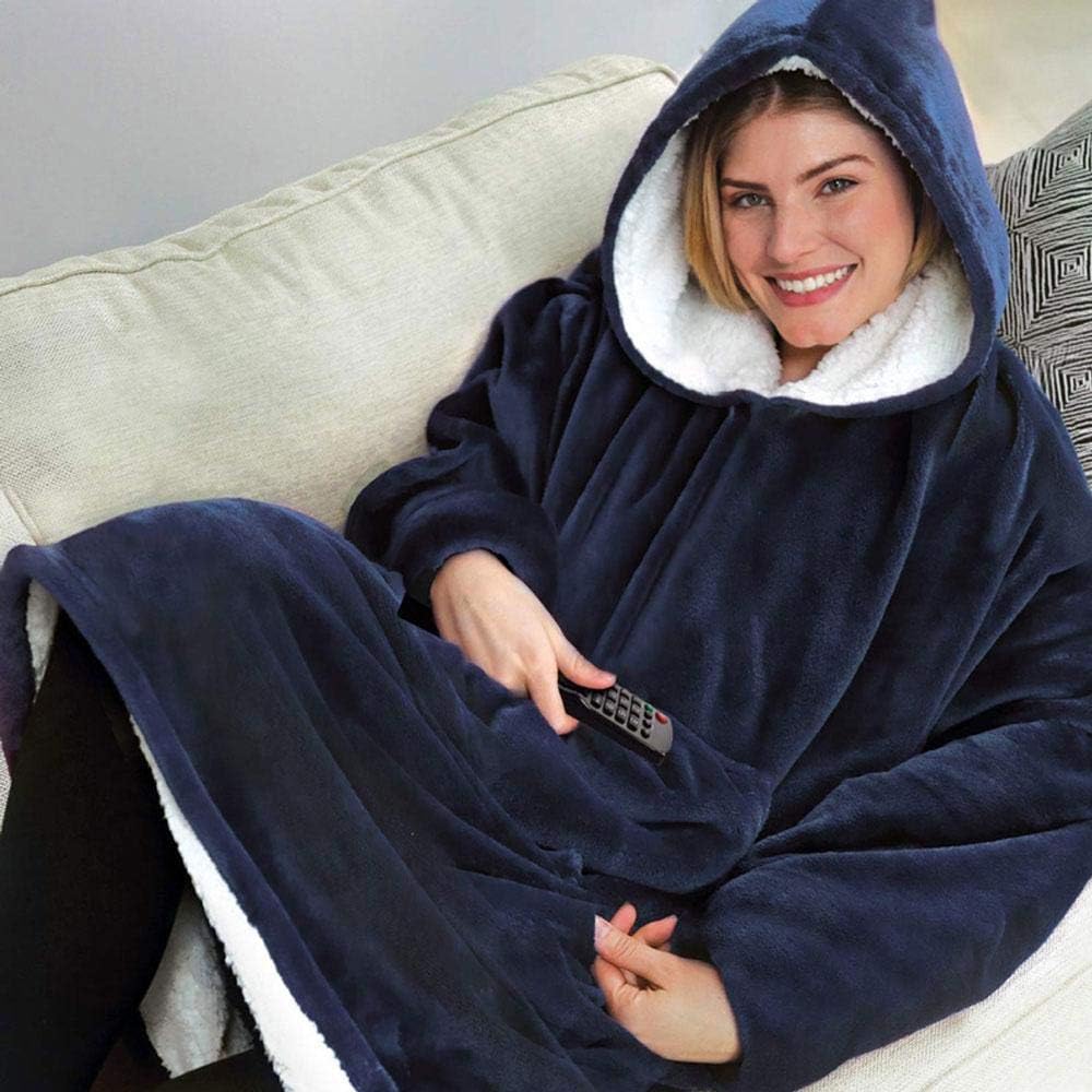 NOVECASA Huggle Hoodie,Ultra Plush Blanket Hoodie Winter Soft Warm Blend Fleece Jacket Sweatshirt Reversible Hooded Robe Lazy Man's Head Blanket for Indoor and Outdoor