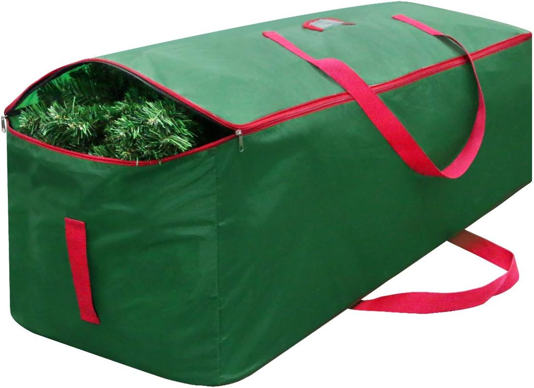 Holiday Décor Storage - Christmas Tree Storage Bag - Fits Up to Tall 7.5 ft Xmas Artificial Tree - Xmas Tree Box with Double Zippers and Reinforced Handles - Extra Large Storage Container for Trees and Decorations - Green