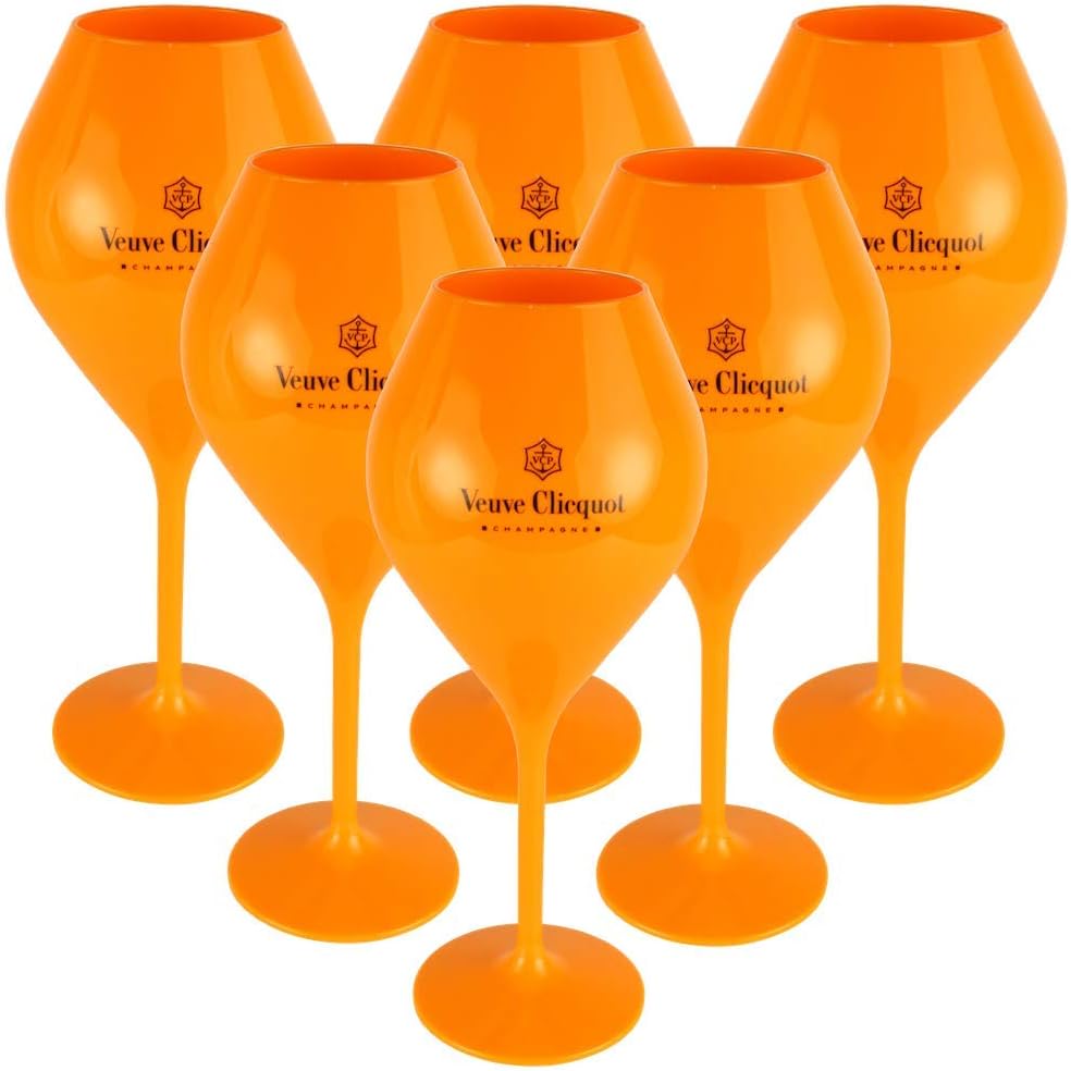 Veuve Clicquot VCP Rich Coupe Yellow Acrylic Champagne Poolside Glass Glasses Flutes Set Maxi Size (6 pcs, 600ml)
