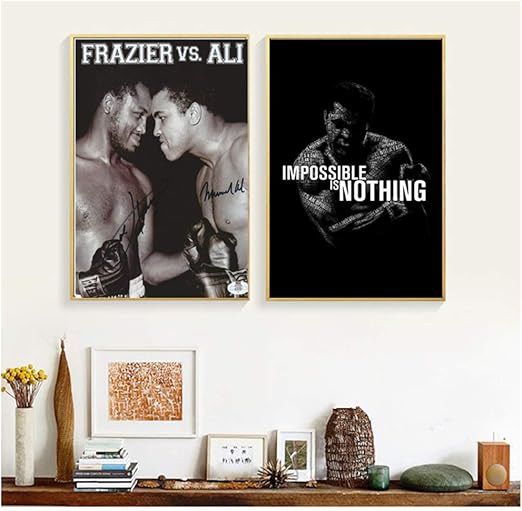 Generic Muhammad Ali Schwarz Weiss Stil Leinwanddrucke Moderne Malerei Poster Wandkunst Bilder Fur Wohnzimmer Dekoration Druck Auf Leinwand 50x70cmx2pcs No Rahmen Amazon De Kuche Haushalt