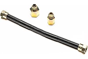 Dreffco 10'' x 3/8'' High Capacity Gas Flex Line - Premium Quality Black Non-Whistle Fire Pit, Fireplace, Dryer Gas Line - Perfect Gas Line for NG or LP Fire Pits - Versatile Usage - Easy Installation