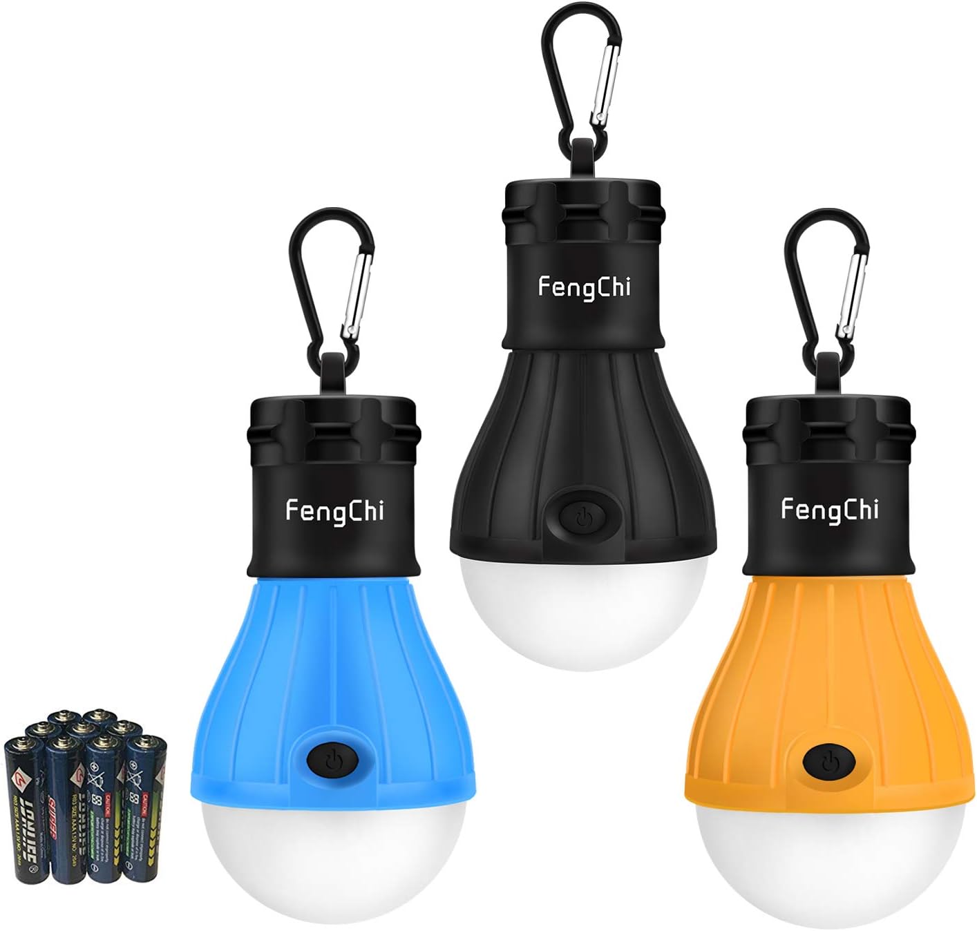 FengChi LED Camping Lantern, [3 Pack] Portable Outdoor Tent Light Emergency Bulb Light for Camping, Hiking, Fishing,Hurricane, Storm, Outage