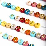 500Pcs Acrylic Gold Word On14 Colors Letter Beads for Jewelry Bracelet Earring Necklace Craft Making (14colors Letter Beads)