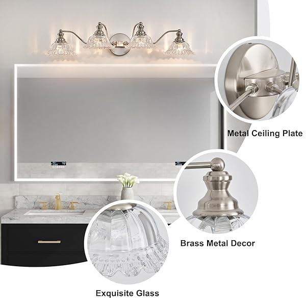XIEDUN BRUSHED NICKEL 4 LIGHT VANITY LIGHT