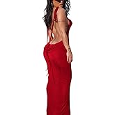 Doweha Women Backless Cowl Neck Cocktail Going Out Dress Halter Slip Long Semi Formal Party 2025 Spring Summer Maxi Dress