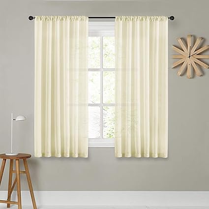 2 Panels Voile Solid Sheer Curtains Rod Pocket Drapes For Any Room