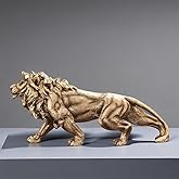 SHTWX 14 Inch Strong Lion Statue Figurine Sculpture Resin Collectible Gifts for Lion Lover Office Home Decor Desk Accessories Decoration Garden Figurines Outdoor Decor Gold