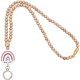 Smongdelis Rainbow Wood Beaded Lanyards for Id Badges Holder, Teacher Breakaway Mental Health Matters Lanyard for Keys Cute Boho Neck Keychain Id Lanyard for Women