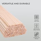 H&S Unfinished Natural Wooden Dowels 100pcs 15cm x 4mm Craft Sticks view 3