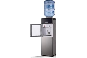 JNTKE Top Loading Water Cooler Dispenser - 5 Gallon Hot & Cold Water, Child Safety Locker - 3 Temperature with Hot, Room & Cold Spouts, Suitable for Home Office