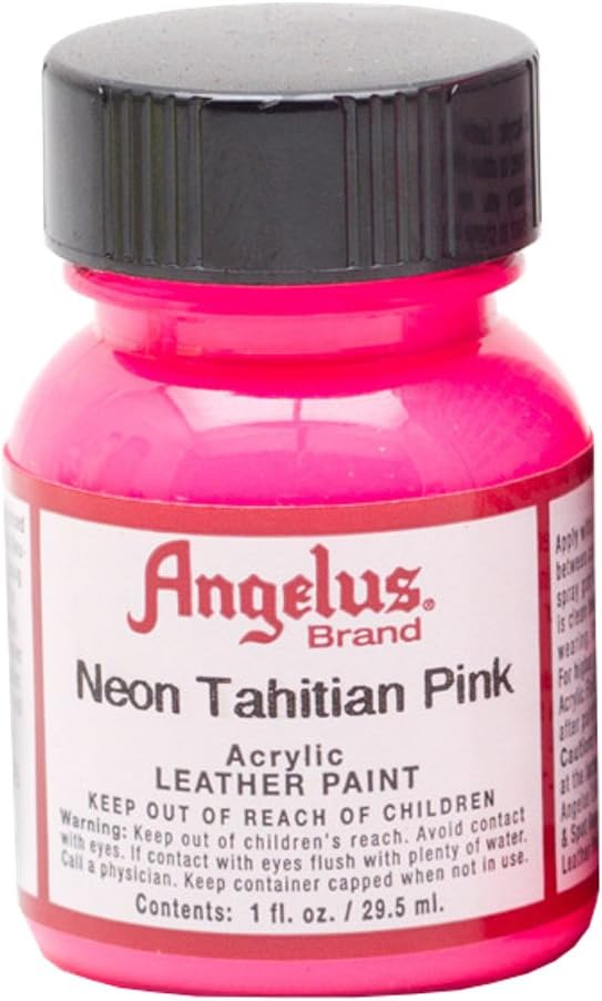 Angelus Acrylic Leather Paint 30 ml, Neon Pink Tahitian 30 ml, Neon Tahitian Pink, 29.5 ml (Pack of 1)