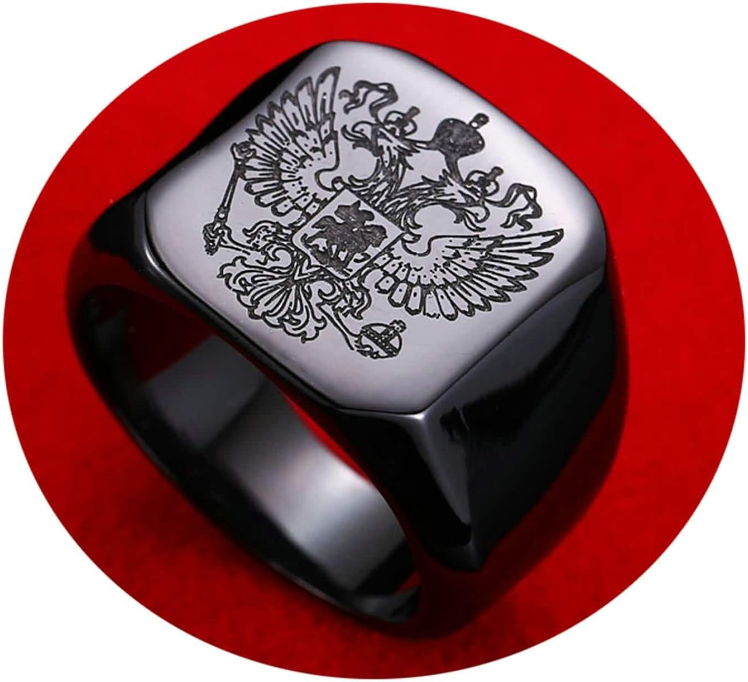 Amody Men's Gothic Punk Ring Freemasonry Double Eagle Stainless Steel