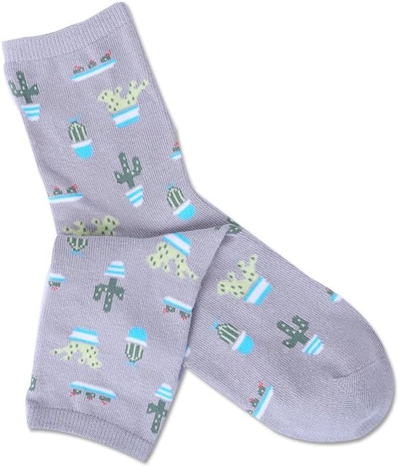 Harajuku Cute Pastel Socks Cactus Pattern (Gray)