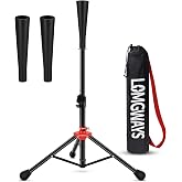 Portable Travel Adjustable Baseball/Softball Tee with 2 Rubber Tops &amp; Bag | Adjustable Height | Stable Tripod Base| Collapsible | for All Levels