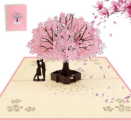 Aobetak 3d Pop Up Greeting Card With Envelope For Wife Husband Her Him Boyfriend Girlfriend Romantic Couple Under Cherry Tree Cards For Wedding Christmas Birthday Anniversary Valentine S Day Amazon Co Uk Office Products