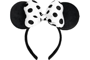 JIAHANG 3D Polka Dot Velvet Mouse Ear Hair Bow Headband,Amusement Photography Headband, Fashion Headwear for Women Girls (3D satin white)