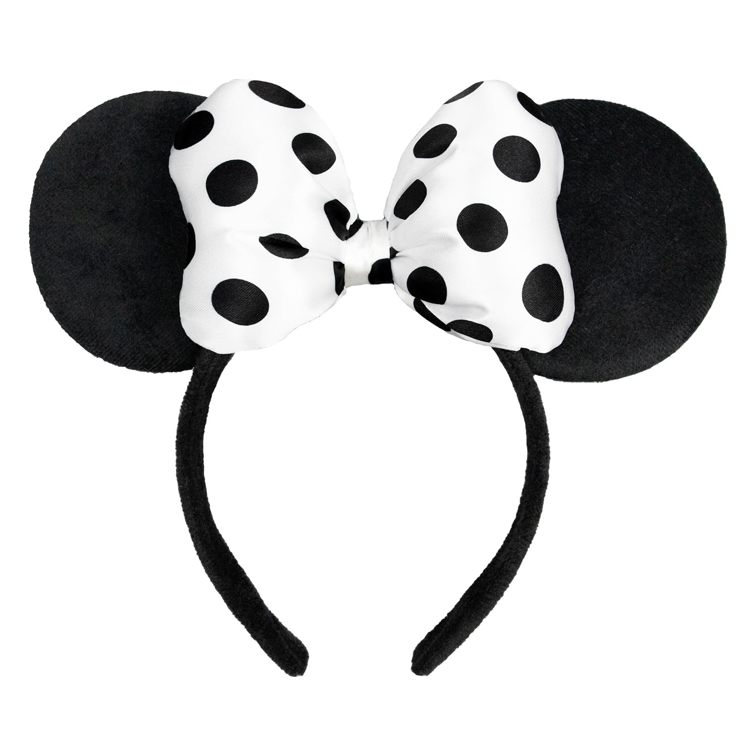 Photo 1 of JIAHANG 3D Polka Dot Velvet Mouse Ear Hair Bow Headband,Amusement Photography Headband, Fashion Headwear for Women Girls (3D satin white)