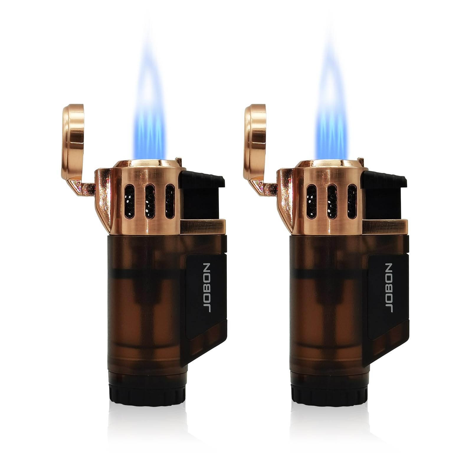 Photo 1 of JOBON Triple Jet Flame Torch Lighter, Butane Refillable Gas Lighters with a Gift Box, 2 Pack (Butane Not Included) (Gold)