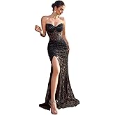 Evening Gowns Dresses for Women Formal Wedding Guest Cocktail Sequin Tulle Sexy Off Shoulder Party Floor Length Prom Dress