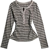 Vintage Grunge Y2k Fake Two Piece Striped Polka Dot Top Long Sleeve Shirts 2000s Fairy Core Clothes Cute Tops