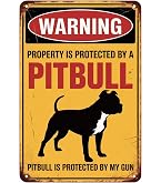 Targa In Metallo Divertente Warning Beware Of Pit Bull 30,5x20,3 Cm – Per Interni/Esterni