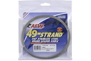 AFW American Fishing Wire 49 Strand, 7x7 Stainless Steel Leader Cable - Strong Heavy Duty Fishing Wire for Shark and Up to 900lb Test
