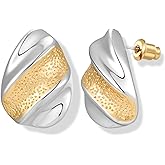 MYCUTEY Mixted Metal Stud Earrings For Women Gold And Silver Statement Earrings