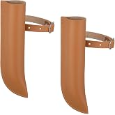 Woanger 2 Pcs Flag Boot for Saddle Stirrup, Leather, 7 X 2.2", Brown | Artificial Leather Carrier with Buckle, Attaches to Stirrup, Saddle Accessories for Training, Durable Holder