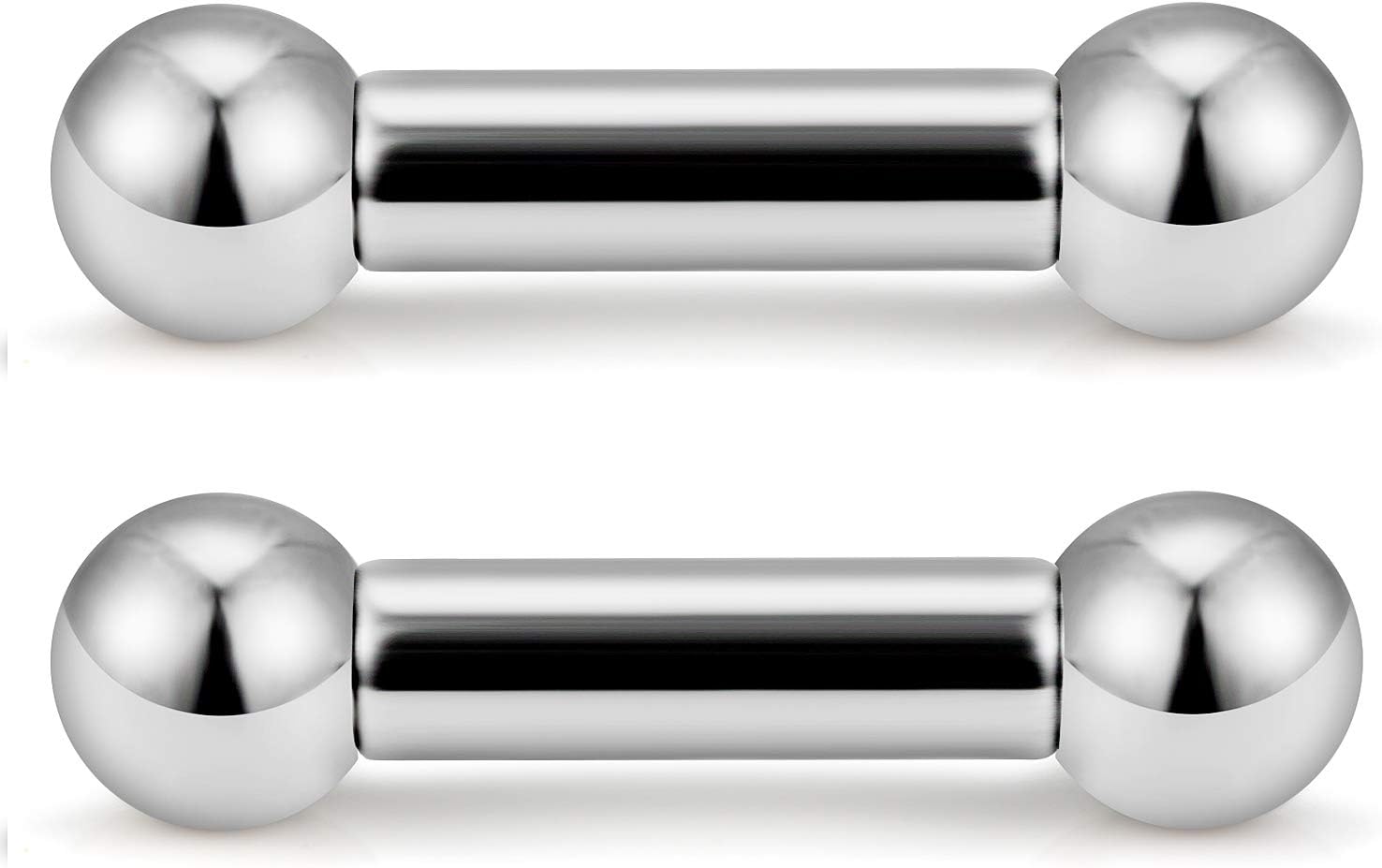 PA Ring Internally Threaded Straight Barbell Nipple Ring 00G 0G 2G 4G 6G 8G Tongue Rings 316L Surgical Steel Body Piercing Jewelry for Woemn 2Pcs